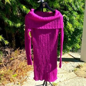 Elegant Purple Off-Shoulder Sweater Dress